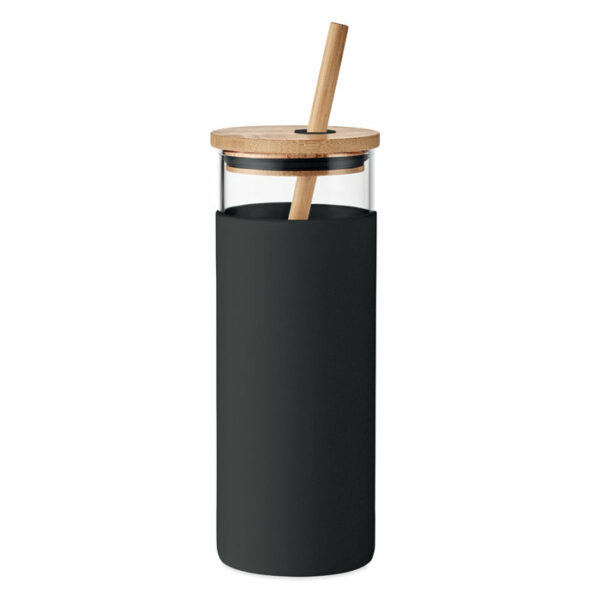 Vaso de 450 ml con tapa bambú - STRASS