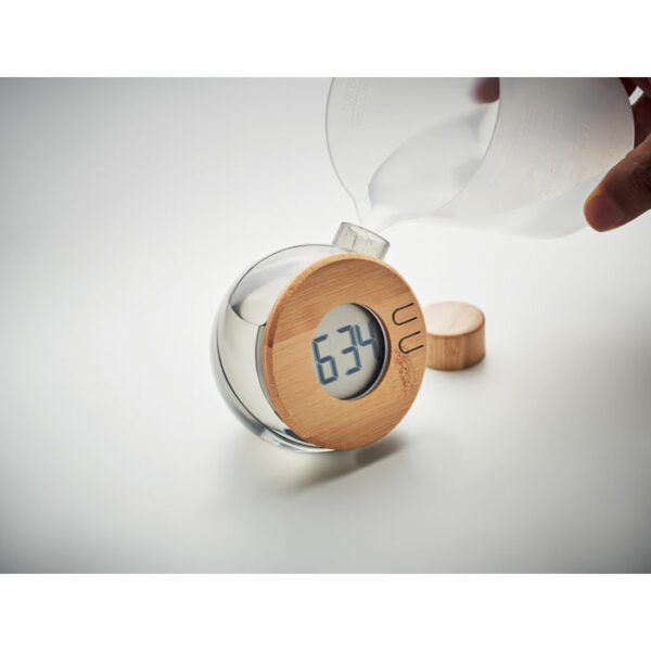 Reloj LCD de bambú por agua - DROPPY LUX